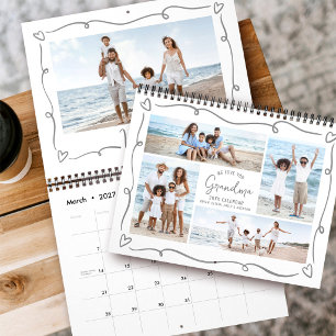 Love You Grandma Hand Drawn Doodles Photo Collage Calendar