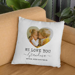 Love You Grandma Heart Photo Throw Pillow<br><div class="desc">Personalized grandma throw pillow featuring 2 family photos in a cute heart shape,  the words "we love you grandma",  and the grandchildren names. Can be changed to any relation!</div>