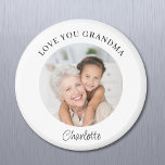 Love You Grandma Keepsake Photo Magnet<br><div class="desc">This modern Grandma keepsake photo magnet says "Love you Grandma" and is easily customizable with your name and photo.
It makes a special gift for a special grandparent.</div>