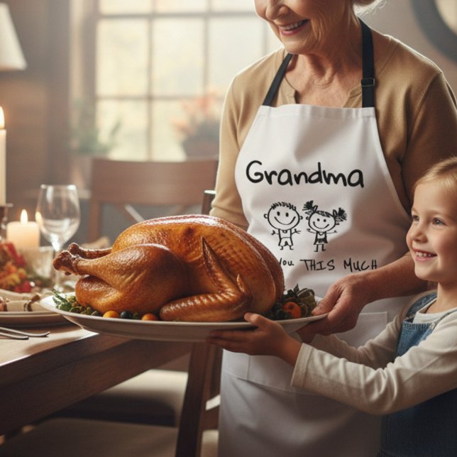 Love You Grandma Kids Art Personalized Gift Apron (Creator Uploaded)