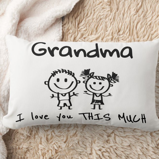 Love You Grandma Kids Art Personalized Gift Lumbar Pillow (Creator Uploaded)