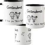 Love You Grandma Kids Art Personalized Gift Mug<br><div class="desc">Love You Grandma Kids Art Personalized Gift Mug - A cheerful mug to brighten Grandma’s mornings. Add her special name — Grandma, Nana, Mimi or another favorite nickname. A great pick for everyday smiles, Christmas, birthdays or any special moment from the grandkids. Cute boy and girl stick-figure characters with arms...</div>