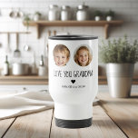Love You Grandma | Personalized Two-Face Photo  Travel Mug<br><div class="desc">Show Grandma how much she’s loved with this personalized travel mug featuring two cherished face photos and a heartfelt “Love You Grandma” message. Perfect for coffee on-the-go or tea at home, this custom mug is a thoughtful and practical gift for birthdays, Mother’s Day, holidays, or just because. Celebrate special memories...</div>
