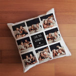Love You Grandma | Photo Collage Handwritten Text Throw Pillow<br><div class="desc">This simple and stylish pillow says "Love you Grandma" in trendy, handwritten white text, with a matching heart and a spot for your name, on a black square centre frame. There is a photo grid with room to show off eight of your favourite personal photos for a gift your grandmother...</div>