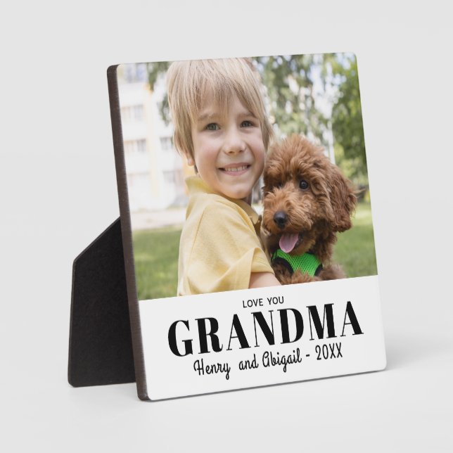 Love You Grandma Photo Family Modern Keepsake Plaque (Front)