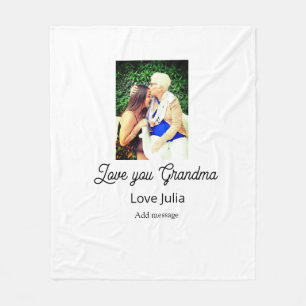 Love you Grandma photo name love message grandkids Fleece Blanket