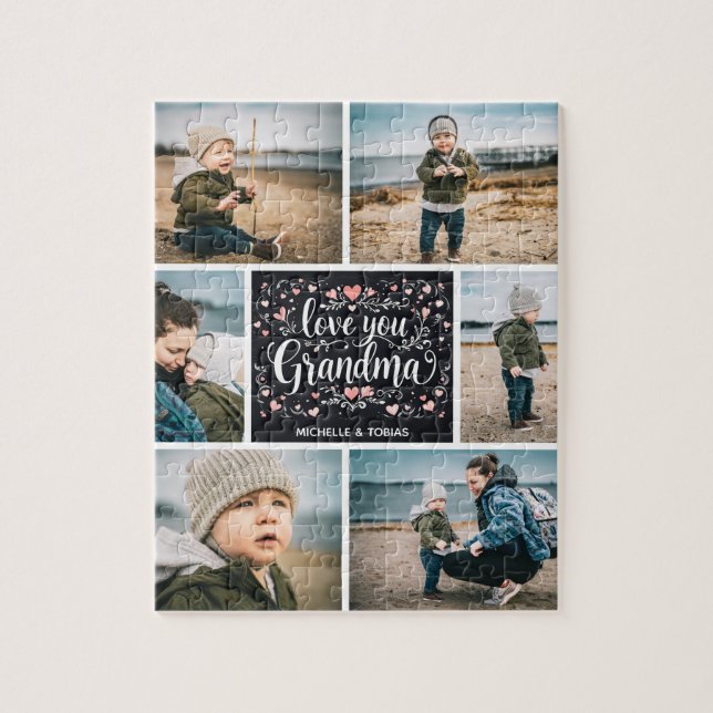 Love You Grandma" Puzzle photo personnalisé | 6 im (Vertical)