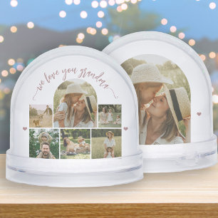 Love you grandma script custom photo collage snowglobe