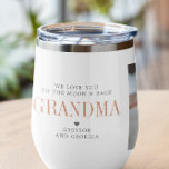 Love You Grandma | Two Photo Collage<br><div class="desc">This simple and sweet tumbler says "We Love you Grandma" in trendy, modern typefaces with a charming heart and a spot for names. Minimal two photo template of your favourite personal photos for a gift anyone would love. Mother's Day is the perfect opportunity to show ALL the moms in our...</div>