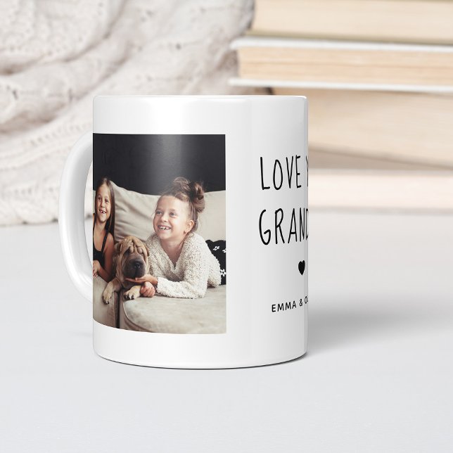 Love You Grandma | Two Photo Handwritten Text Coffee Mug (Creator Uploaded)