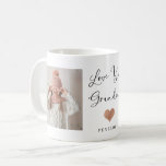 Love You Grandma | Two Photo Script and Heart Coffee Mug<br><div class="desc">This simple and stylish mug says "Love you Grandma" in trendy, handwritten black script with a faux rose gold look heart and a spot for her grandchild's name. There is also room to show off two of your favourite personal photos.</div>