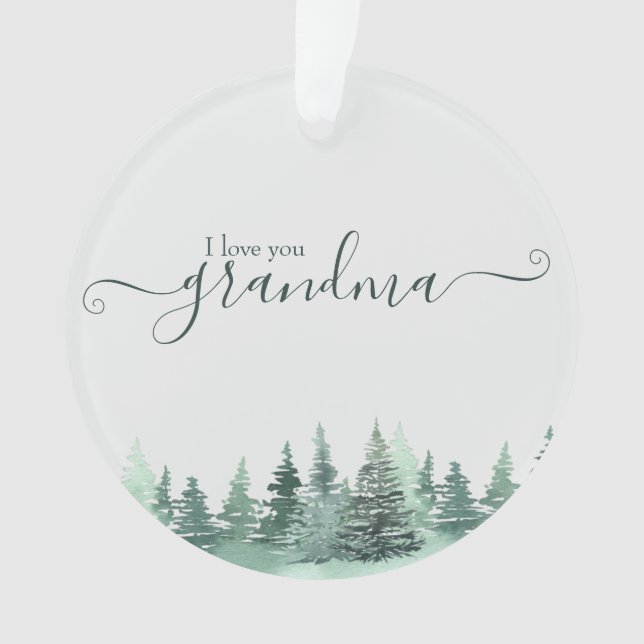 Love You Grandma Winter Forest Photo Ornament (Front)