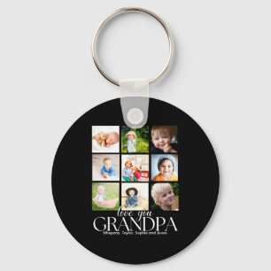 Love You Grandpa Beautiful Collage 9 Photos  Keychain