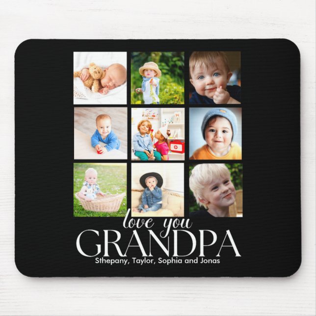 Love You Grandpa Beautiful Collage 9 Photos  Mouse Pad (Front)