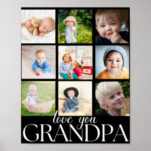 Love You Grandpa Beautiful Collage 9 Photos T Shir Poster