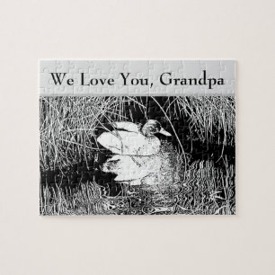 Love You Grandpa Black White Duck Photo Nature Jigsaw Puzzle