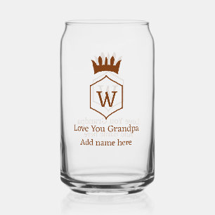 Love you grandpa crown add name details brown squa can glass