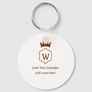 Love you grandpa crown add name details brown squa keychain