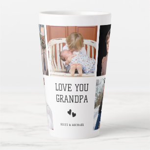 Love You, Grandpa   Custom Photo Collage Latte Mug