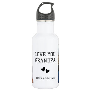 Love You Grandpa Custom Photo Collage Water Bottle