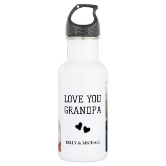 Love You Grandpa Custom Photo Collage Water Bottle