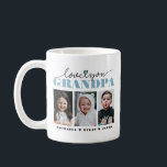 Love You Grandpa/Grampa/Other 3-Photo Coffee Mug<br><div class="desc">Personalized “Love You Grandpa” photo mug with three custom pictures, a heartwarming gift for grandfathers on Father’s Day, birthdays, Christmas, or just because. This design features the phrase “Love You Grandpa” in bold sky blue and black typography, accented with a heart detail, and includes space for three cherished photos that...</div>