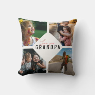 Love You Grandpa Grandchild Photo Collage Keepsake Throw Pillow