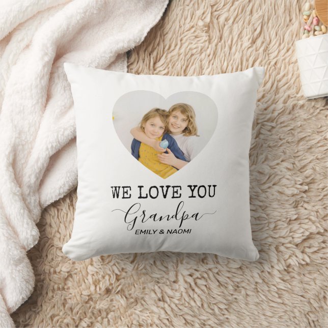 Love You Grandpa | Heart Photo Personalized Pillow (Blanket)