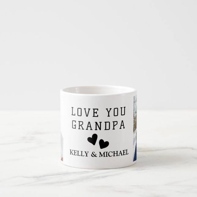Love You Grandpa Modern Collage Photo Espresso CUP (Front)