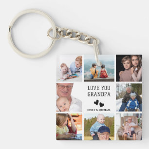 Love You, Grandpa Modern Collage Photo Keychain