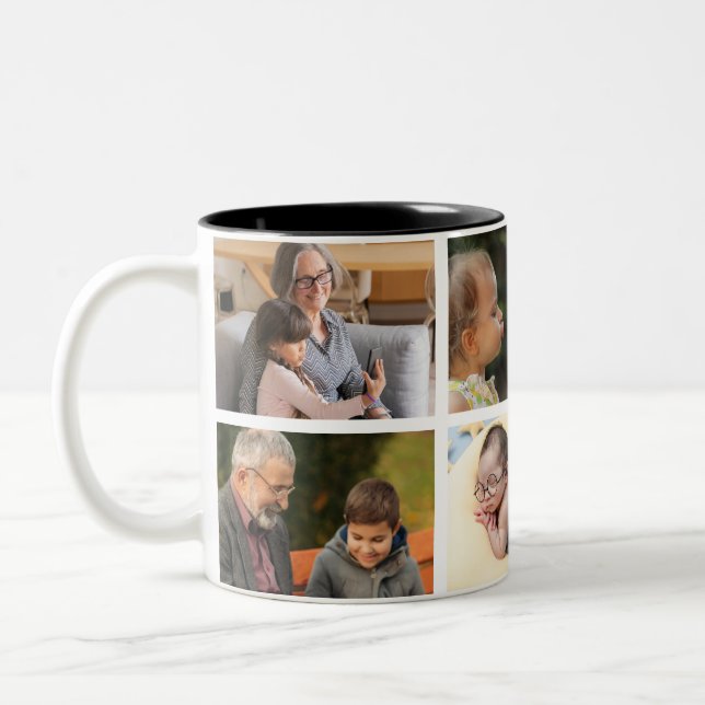 Love You Grandpa | Photo Collage & Text   Two-Tone Coffee Mug (Left)