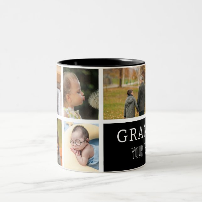 Love You Grandpa | Photo Collage & Text  Two-Tone Coffee Mug (Center)