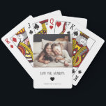Love You Grandpa | Your Photo and Handwritten Text Playing Cards<br><div class="desc">These simple and stylish playing cards say "Love you Grandpa" in trendy,  handwritten black text with a matching heart and a spot for your name. There is also room to show off your favorite personal photo.</div>