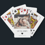 Love You Grandpa | Your Photo and Handwritten Text Playing Cards<br><div class="desc">These simple and stylish playing cards say "Love you Grandpa" in trendy,  handwritten black text with a matching heart and a spot for your name. There is also room to show off your favorite personal photo.</div>