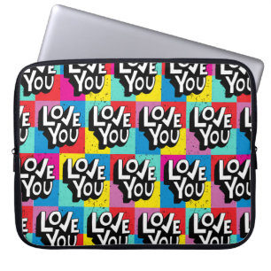 Love you. Hand lettering pattern for Valentine's d Laptop Sleeve