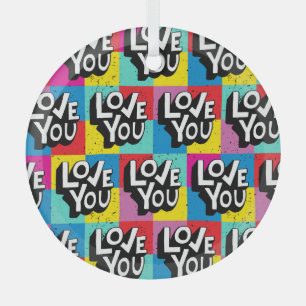 Love You: Hand Lettering Valentine Glass Ornament