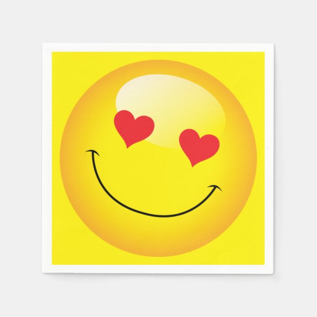 Love You Heart Eyes Cute Emoji Engagement Party Napkin (Front)