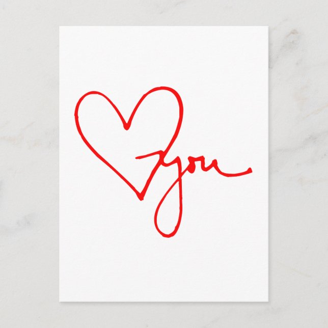 Love You Heart Postcard (Front)