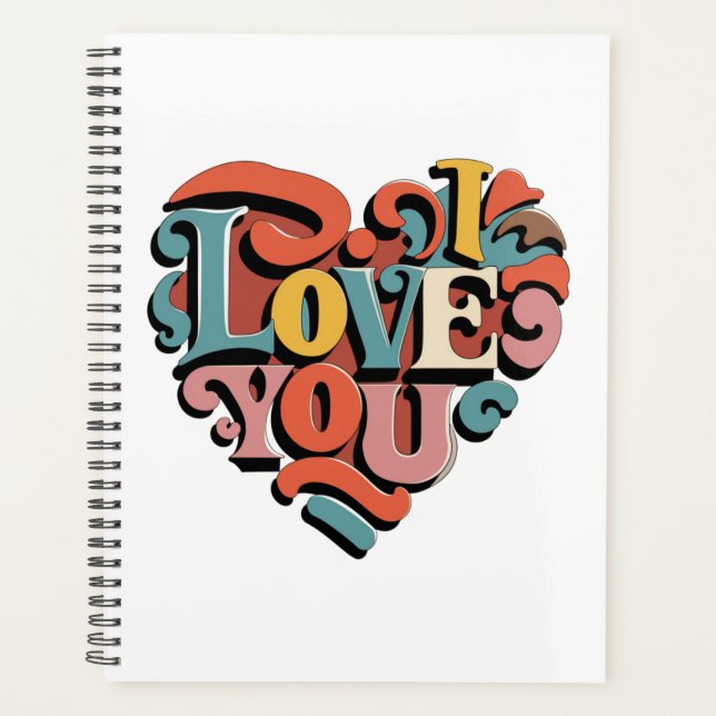 Love You Heart Retro Psychedelia Planner (Front)