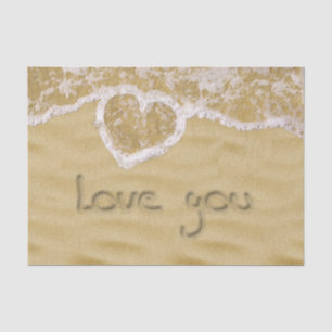 "Love you" Heart written in Sand Tissue Paper