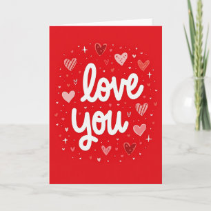 Love You Hearts Simple Sweet Card