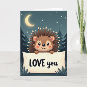 Love You Hedgehog Night Card