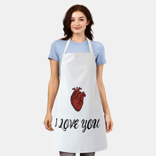 Love You - kitchen Gift  Apron (Worn)