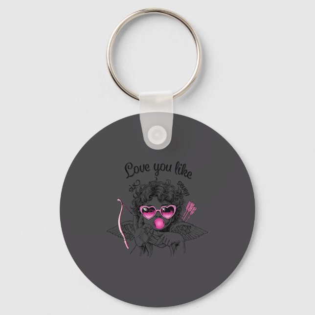 Love You Like Six Seven Cud 67 Meme Valentine's Da Keychain (Front)
