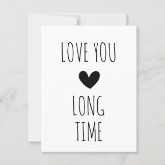 Love You Long Time Typography Heart Postcard