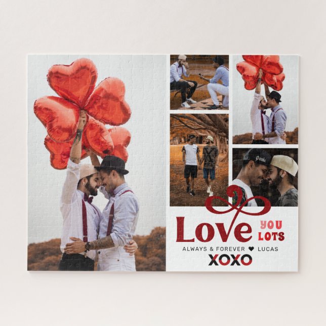 Love You Lots | Valentine's Day 5 Photo Collage Jigsaw Puzzle (Horizontal)