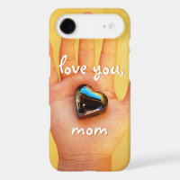 Love You Maman Enfant Main Bleu Coeur Photographie