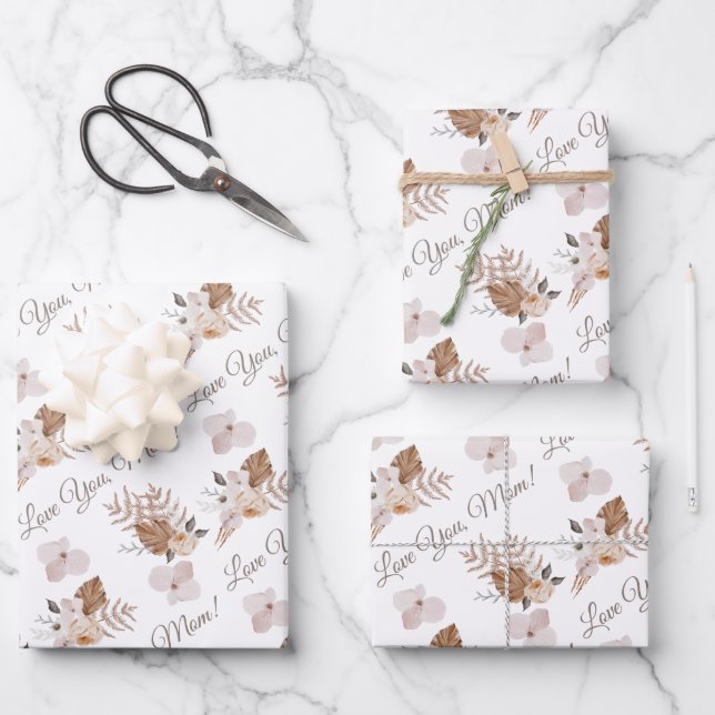Love You Maman Envelopper Papier Papier Plat Set d (Recto)