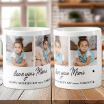Love You Mimi Custom Modern Simple Grandma 4 Photo Coffee Mug<br><div class="desc">Introducing our customizable photo collage mug, a heartfelt and unique gift perfect for the special grandma in your life. This beautifully designed mug allows you to showcase 4 of your favourite photos, creating a modern, elegant, and simple collage that exudes warmth and love. Personalized with the endearing message "Love You...</div>