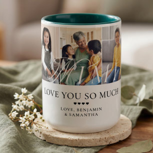 Love You Mimi Personalized 5 Photo Collage Gift Two-Tone Coffee Mug